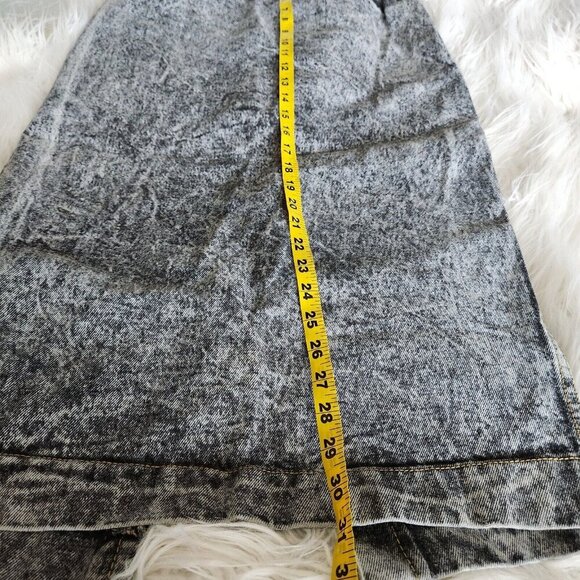 Vtg 80s Acid Wash Jean Denim Maxi Skirt Western W27" Straight Ultra High Waist - Picture 9 of 14